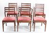 Set of 6 Mid Century Modern Dinning Chairs, Danish Style, Angular Backs