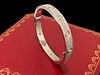 Cartier 18K White Gold Diamond-Paved Love Bracelet Size 17