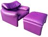 VICO MAGISTRETTI for CASSINA Model Maralunga Leather Lounge Chair, Purple 