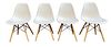EAMES White Shell Chairs, Set of 4