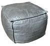 EMPIRE Grey Leather Cube Ottoman #2