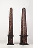 Pair of Italian or French red marble obelisks