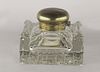 Vintage Glass and metal Inkwell Gem Art Deco