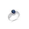 1.68 ctw in Certif. Diamonds & Blue Sapphire 14K gold Ring 