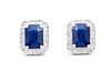 1.52 Cts Certified Diamonds & Blue Sapphire 14K WG Earrings 
