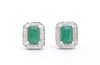 1.37 Cts Certified Diamonds & Emerald 14K WG  Earrings 