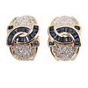 14k gold hoop Earrings  with Diamonds and Sapphires