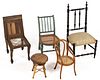 AMERICAN DOLL SEATING / SIDE CHAIRS,  LOT OF FIVE