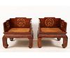 PAIR ASIAN WOOD ARM CHAIRS