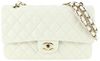 CHANEL 22 WHITE QUILTED CAVIAR MEDIUM CLASSIC DOUBLE FLAP GOLD CHAIN