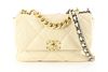 CHANEL BEIGE QUILTED LAMBSKIN LARGE CHANEL 19 FLAP