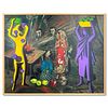 Mark Kostabi & Tadanori Yokoo, "Rethink the Painting" Framed Original Painting on Canvas, Hand Signed with Letter of Authenticity.