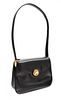 * A Gucci Black Handbag with Decorative Clasp, 10" x 7.5" x 2"