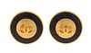 A Pair of Chanel Goldtone Logo Earclips, 1.25".
