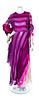 An Arnold Scassi Purple and Pink Striped Gown, No Size.