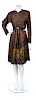 A Geoffrey Beene Bronze Lace A Line Dress, No Size.
