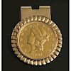 1907 Liberty Head $20 Gold Coin Money Clip