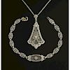 Rock Crystal Diamond Gold Bracelet & Necklace