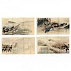 Four Russo-Japanese-War Triptych Prints by Getsuzo (active 1904-1905)