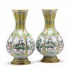 A Pair of Canton Enamel Vases