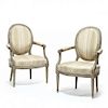 A Pair of Louis XVI Style Painted Fauteuil