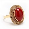 18KT Red Coral Ring