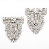 A Pair of Platinum and Diamond Brooch Clips
