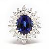 14KT White Gold, Diamond, and Synthetic Sapphire Brooch
