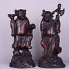 PAIR OF CHENXIANG WOOD CARVED BUDDHA STATUES