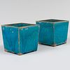 Pair of Chinese Turquoise Glazed Pottery Jardinieres