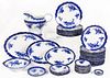 ENGLISH FLOW BLUE "TOURAINE" TRANSFER-PRINTED CERAMIC TABLE ARTICLES, LOT OF 67 +/-