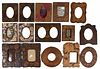 AMERICAN ARTS & CRAFTS PYROGRAPHY PICTURE FRAMES, LOT OF 15