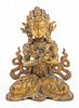 Tibetan Gilt Bronze Vajrasattva Sculpture