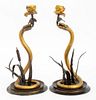 Ormolu & Patinated Bronze Snake & Rose Candleabra
