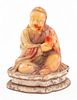 Chinese Red Soapstone Carving of Seated Man