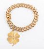 14K Yellow Gold 4 Leaf Clover Charm Bracelet