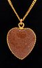 18K Yellow Gold Goldstone Heart Pendant Necklace