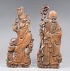Group of Two Chinese Carved Relief Figural Panels