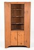 American Country Pine One-Part Corner Cupboard