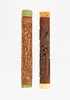 Two Chinese Carved Bamboo Joss Stick Holders