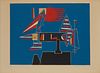 Hans Burkhardt, (1904-1994), Abstract harbor scene, 1975, Lithograph on Arches paper, Image: 18.5" H x 23.75" W; Sheet: 22.25" H x 30" W