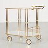 Modernist brass and glass bar cart