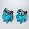 Pair Chinese Fahua style lion censers