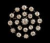 Late Victorian diamond cluster brooch, set with old cut diamonds in three tiers mounted in silver and gold. Diameter 2.7 cm.T