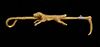 Gold and platinum bar brooch in the form of a riding crop with a dog to the centre, 9 ct, length 5.9 cm