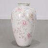 German floral glazed pottery floor vase