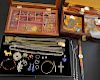 Large collection of costume jewellery, silver and watches, in two jewellery boxes