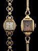 Two ladies gold bracelet watches, 9 ct