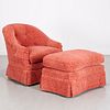 Custom upholstered club chair & ottoman