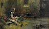 Eugenio Alvarez Dumont ( Spanish 1864-1927) The Hostage,   oil on canvas signed and dated 1891,  30cm x 52cm Provenance: Beli